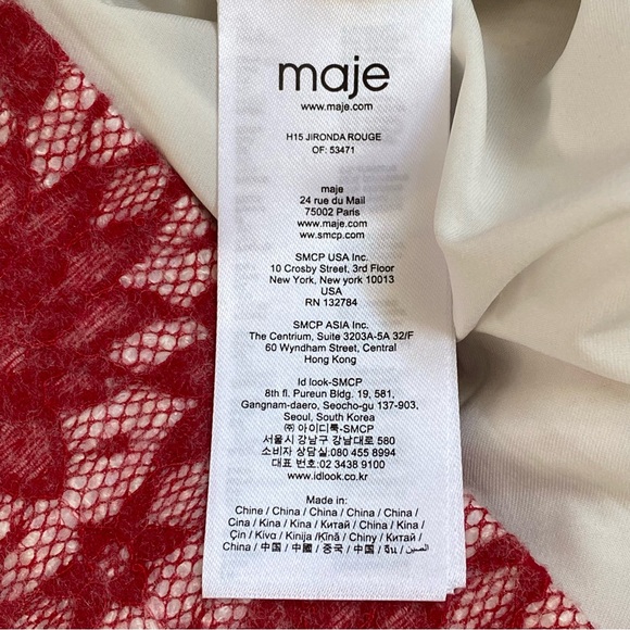 MAJE JIRONDA RED ROUGE LACE PRINT PLEATED HIGH WAIST MINI SKIRT - Picture 8 of 10